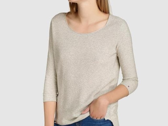 Jersey gris de mujer Tommy Hilfiger con manga francesa
