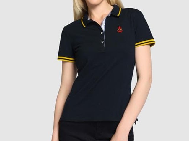 Polo azul marino de mujer Tommy Hilfiger con manga corta